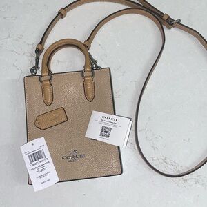 Coach Tan Leather Tote with chrome Accents